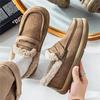 Moccasins Men Loafers Winter Driving Shoes Warm Fleece Slip On Low Top Snow Boots Plush Flats Outdoor Fur Lined Casual Shoes