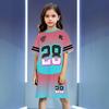 Unisex Kids' Sport Set with Letter Print, Short Sleeve Top and Pants, Round Neck Casual Outfit