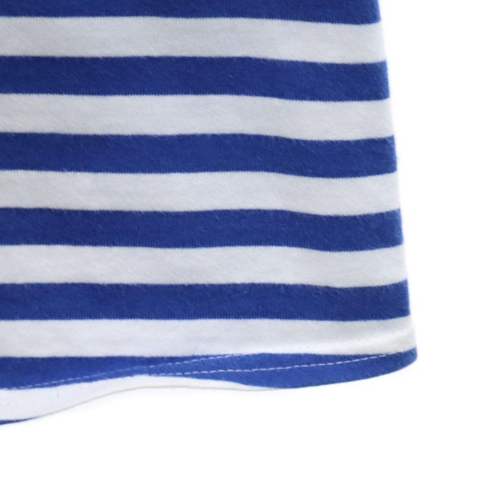 Marimekko Border Pattern Long Sleeve One Piece 160 Blue X White Kid's Used
