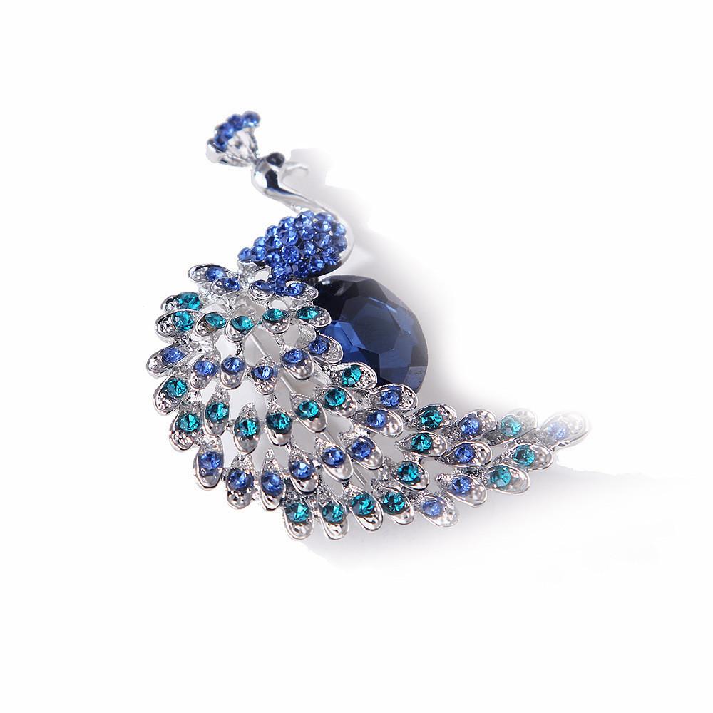 Retro Peacock Crystal Brooch With Alloy Enamel Pin For Women And Men