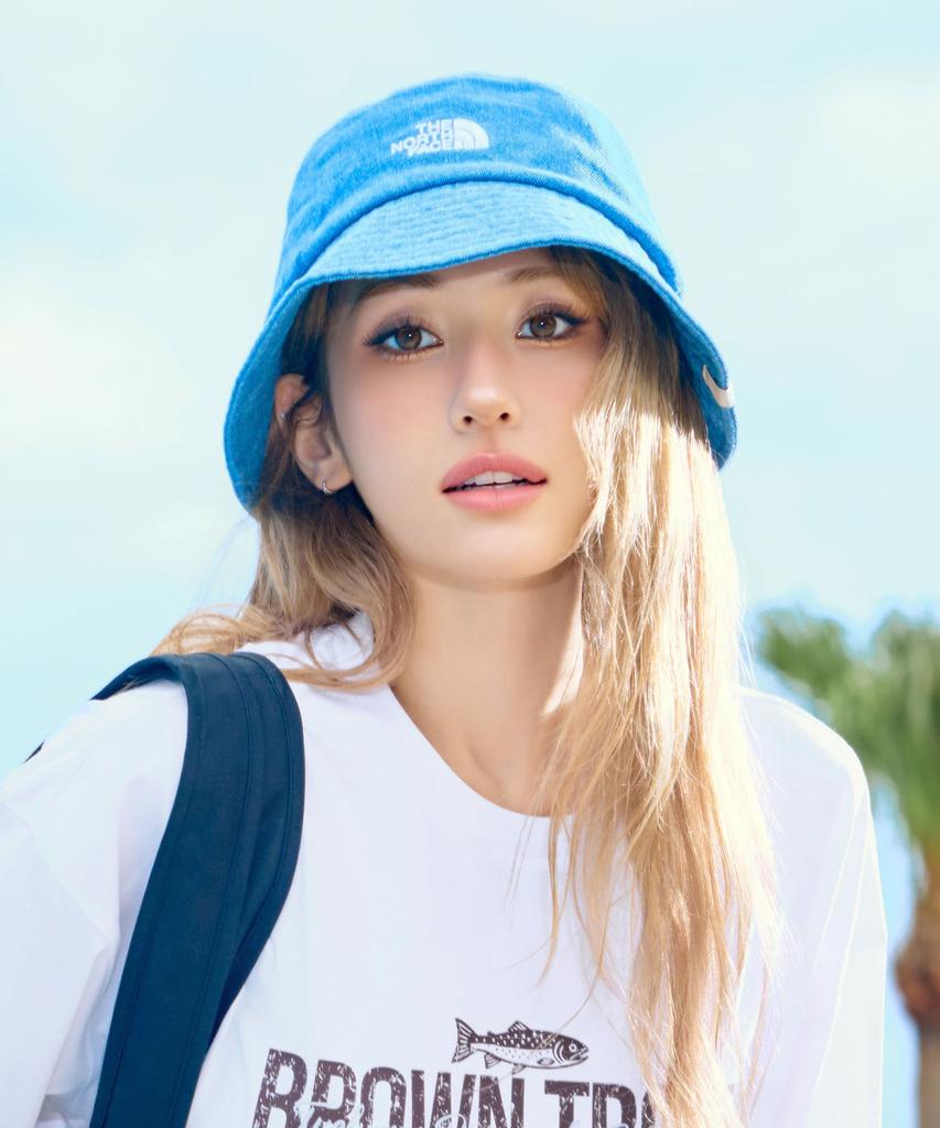 Noseupeiseu Ne3Hs00K White Label Logo Bucket Hat Denim Blue
