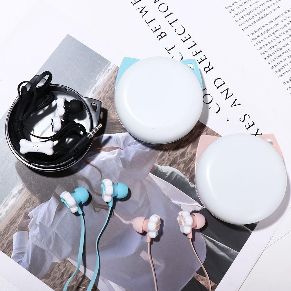 Bass sound Sport Earphones Microphone Cat Paw 3.5mm Wired Headset In-Ear With Mic Earphones