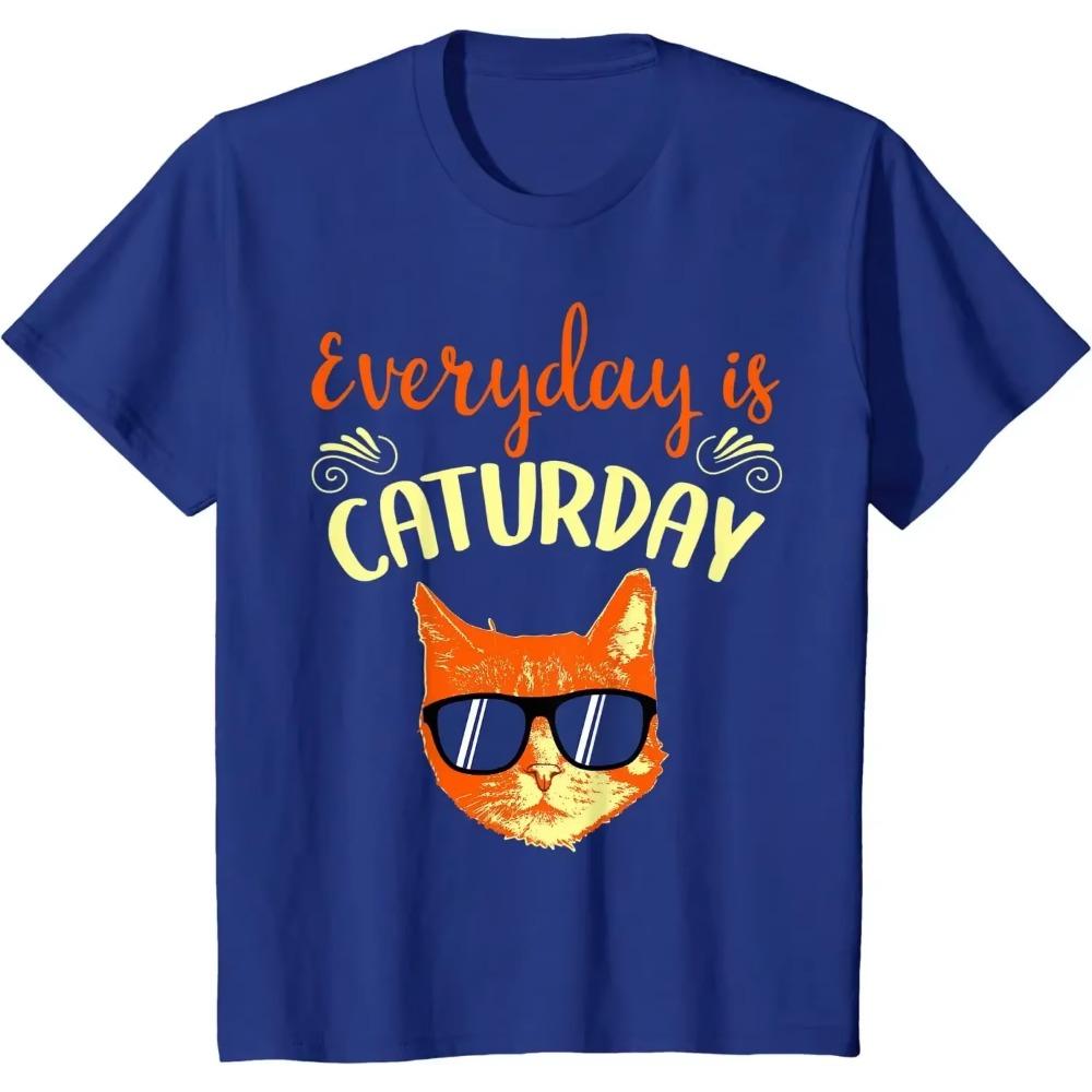 Everyday Is Caturday Saturday Orange Cat Men Women T-Shirt Anime Clothes Men Clothing Casual Cotton Daily Four Seasons