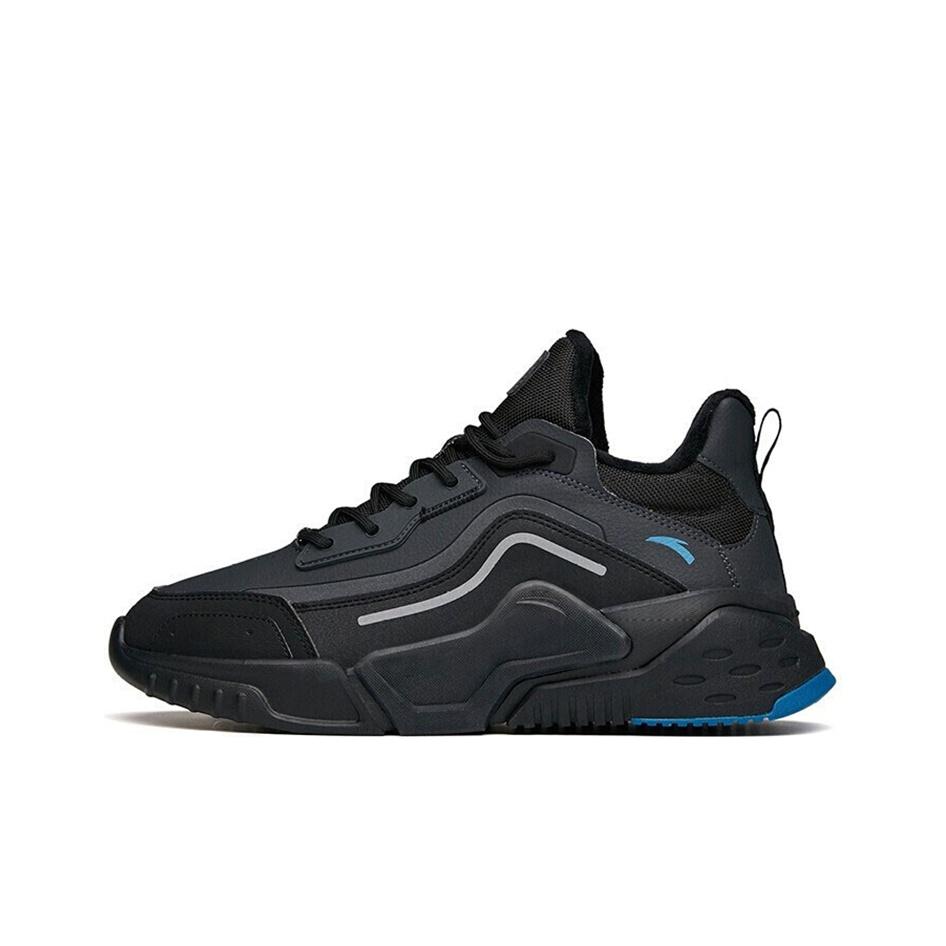 Anta Leather Casual Wear Resistant Non-Slip Low-Top Running Shoes Men Sneaker Gray Black 112148980-3
