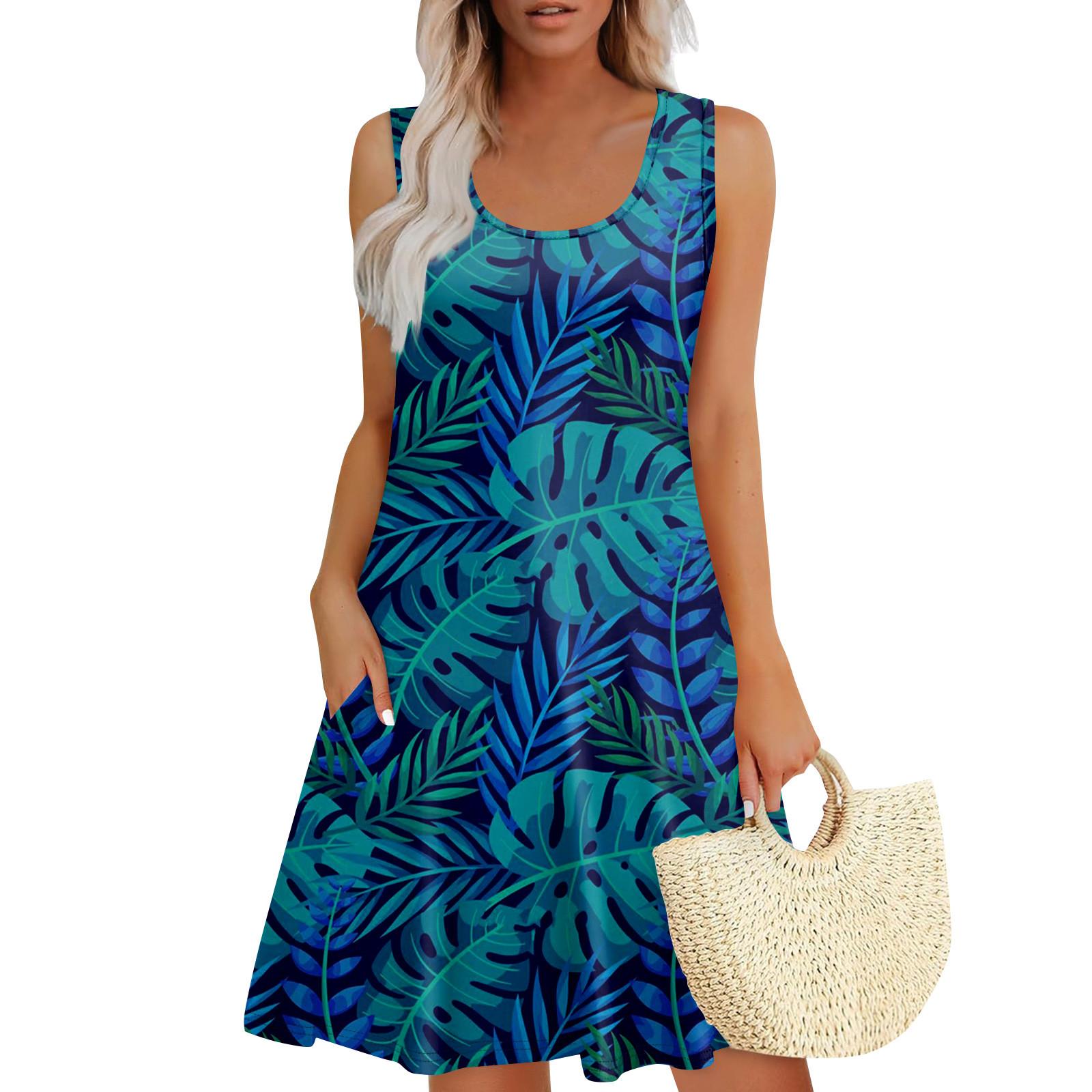 

Женское летнее повседневное платье U-образного кроя с завязкой и карманом, популярное цветочное платье с принтом S