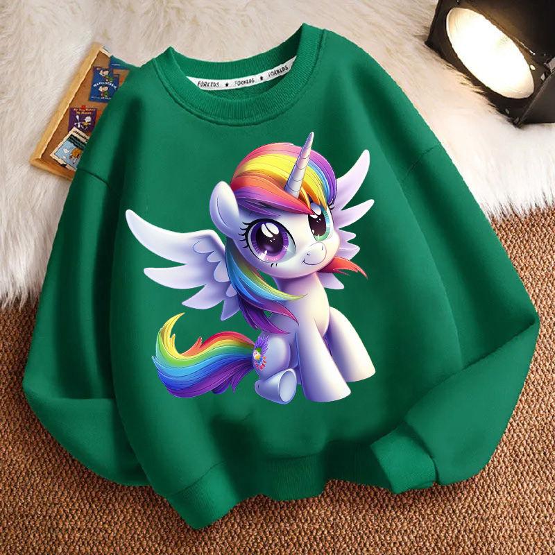 

Милый детский свитшот с круглым вырезом и изображением маленькой лошадки, повседневный свитшот с длинными рукавами для мальчиков и девочек на весну и осень 160