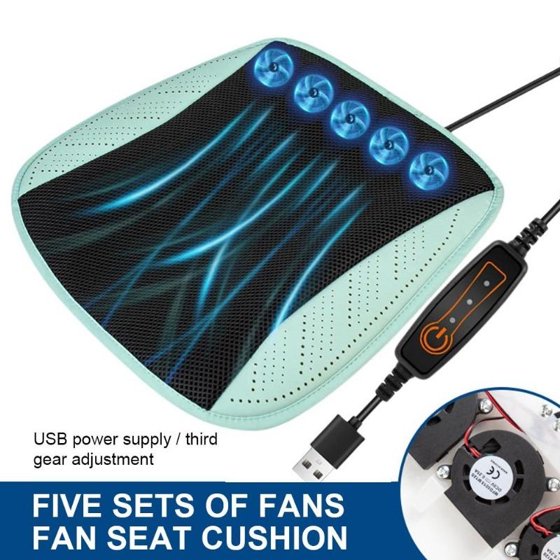 Καλοκαιρινό Δροσερό Μαξιλάρι Καθίσματος Αυτοκινήτου με Ανεμιστήρα USB Γρήγορος Αερισμός Ψύξη Καθίσματος Ψυχόμενο Αυτοκίνητο