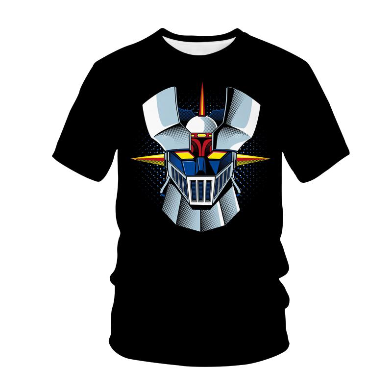 Summer Round Neck 3D Printed Mazinger Z Pattern Top Fashionable Casual Short Sleeved Children's Boy T-shirts