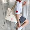 Lazy wind solid color canvas bag small fresh student bag commuter large capacity portable shoulder tote bag women