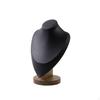 Necklace Display Bust with Wood Base Tabletop Jewelry Stand Wooden Expert