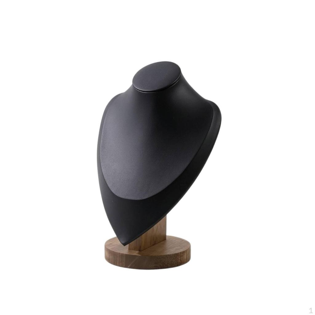Necklace Display Bust with Wood Base Tabletop Jewelry Stand Wooden Expert