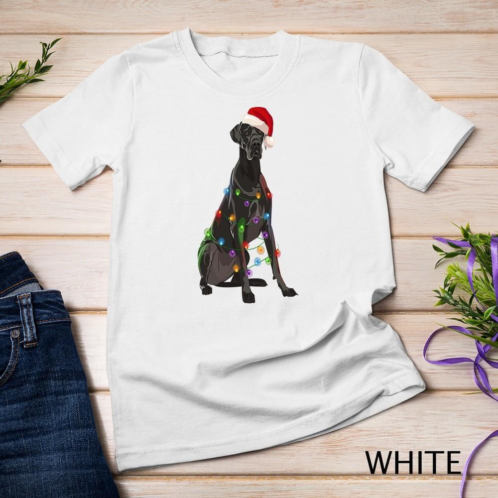 

Great Dane Christmas Lights Xmas Dog Lover Santa Hat Unisex T-shirt S