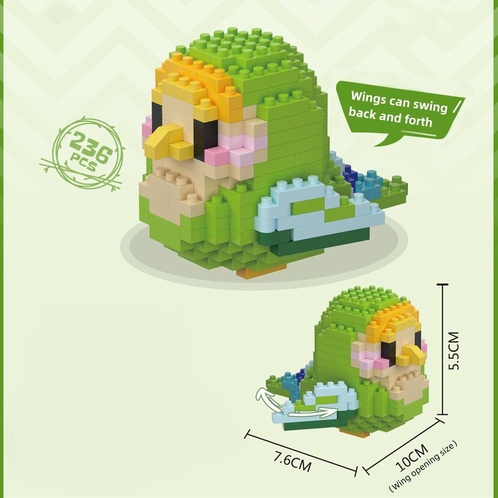 Parrot and Little Bird Building Blocks Toy:Adorable Design Visually Stimulating Desk Dcor Add a Touch of Nature to Your Spac
