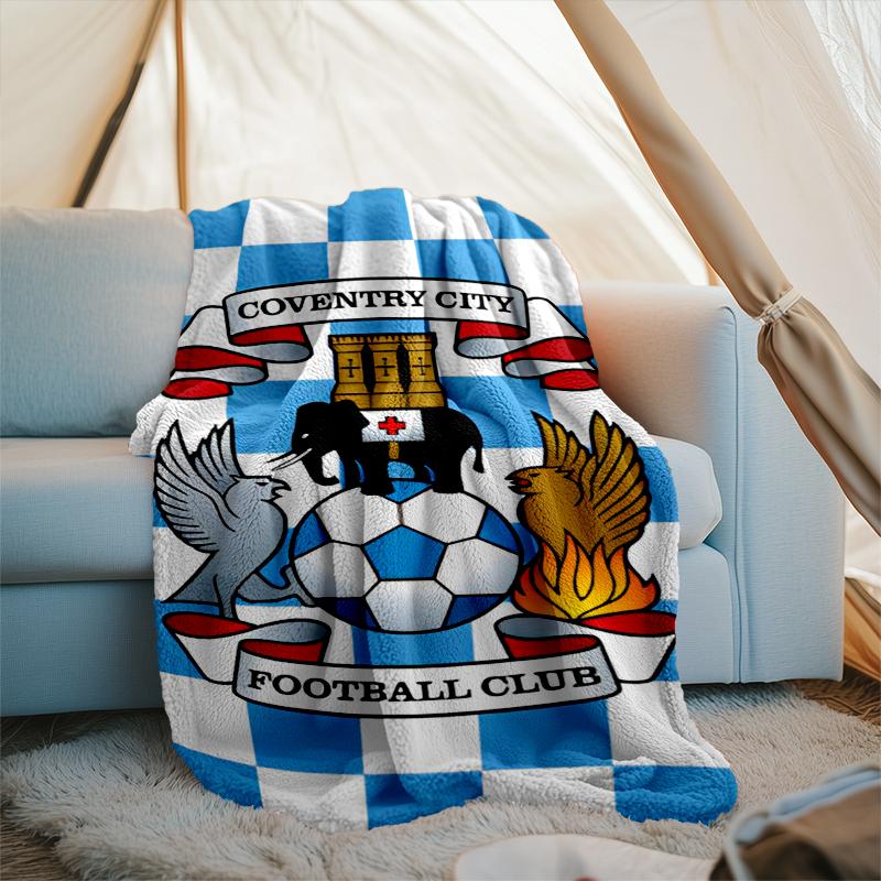 1PC Coven-try Football Club Crest Printed Soft Flannel Blanket Throw for Adult Bedroom Living Room Sofa Camping Travel Fan gifts Christmas Gifts