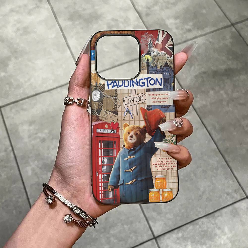 

P-Paddington Bear Stripe Corrugated Shockprof Phone Case For IPhone 17 16 15 14 13 12 11 Pro Max Plus Pro Cover iPhone 14 pro