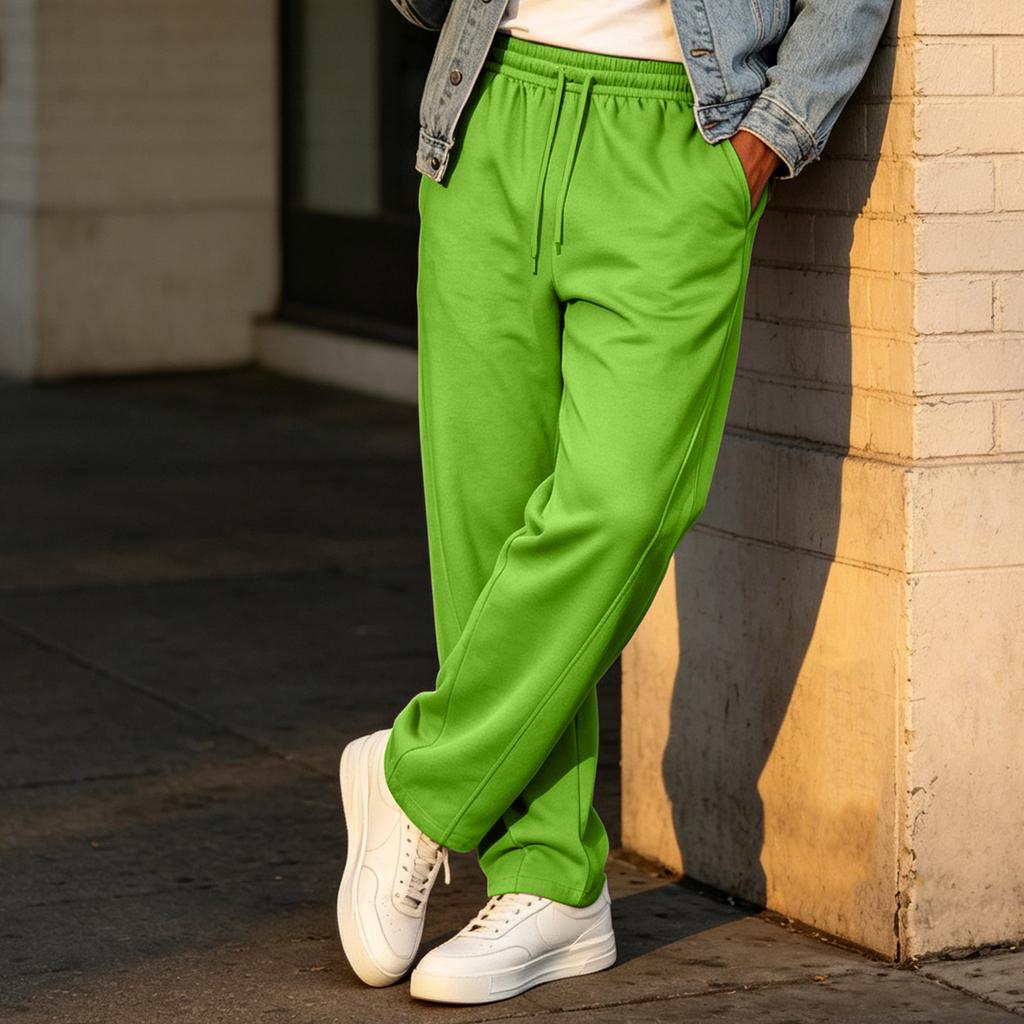 Men's Casual Loose Fit Straight Leg Sweatpants with Elastic Waistband for Athletic Training