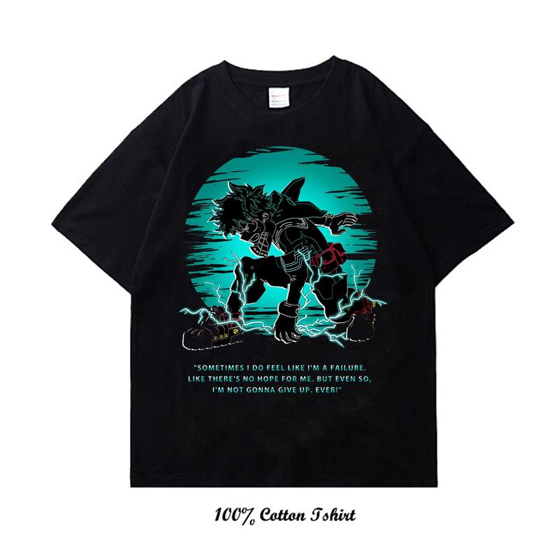 My Hero Academia Graphic Print T Shirt Vintage Harajuku Streetwear Short Sleeve Plus Size Cotton Crew Neck T Shirt Women Unisex