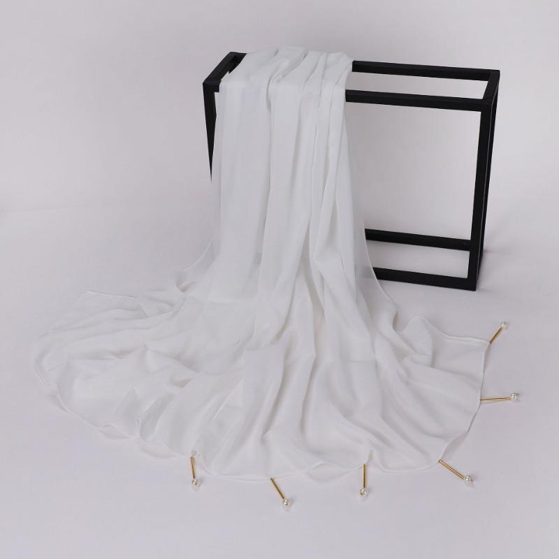 New Handmade Pearl Chiffon Scarf With Copper Tube For Women