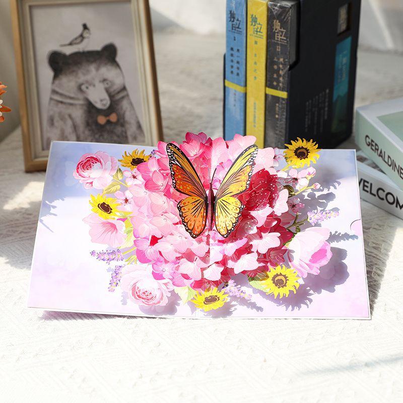 

3D Гвоздика Ирис Ручная работа Поздравительная открытка на День учителя с изысканным конвертом Идеально для воспитателя детского сада