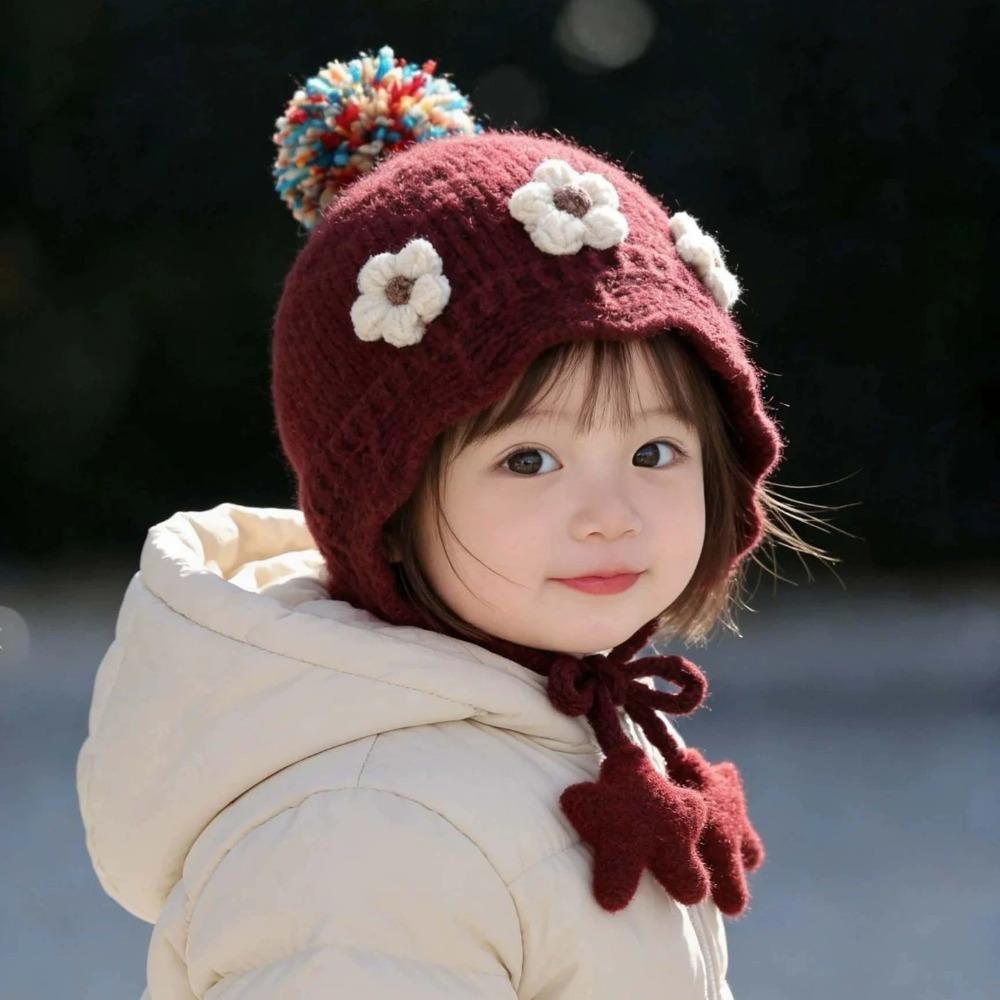 Windproof Baby Earflap Hat Thick Knitted Children Cap Comfort Toddler Bonnet Daily