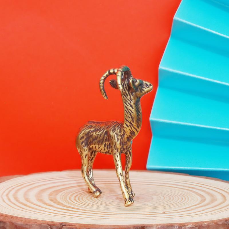 Vintage Brass Goat Figurine With Hand Carved Details Antique Brass Finish Perfect For Home Office Decor Collectible Gift