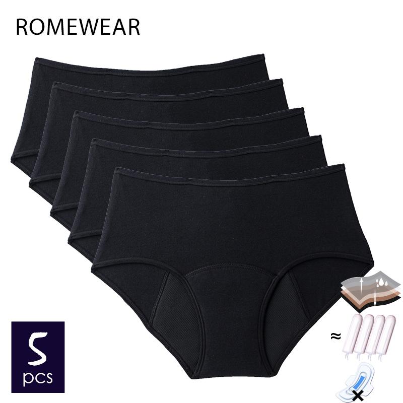 5 Pcs Cotton Menstrual Period Panties Plus Size Women Heavy Flow Absorbency Leakproof Underwear Female Incontinence Lingerie S