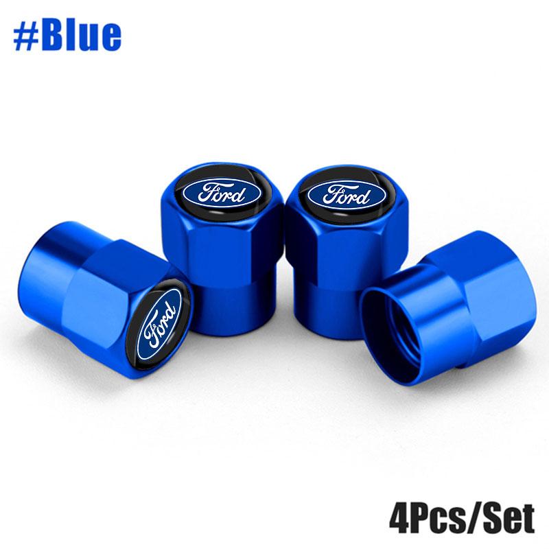 XXUI3 4Pcs/Set Car Wheel Tire Valve Caps Metal Stem Cover For Ford Escape Kuga Mondeo Ecosport Fiesta Focus 2 3 MK1 MK2 Fusion Ranger