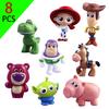 8Pcs Toy Story 4 Characters Woody Buzz Lightyear Q Version Action Doll Children Toy Mini Figurine Birthday Anime Decoration Gift