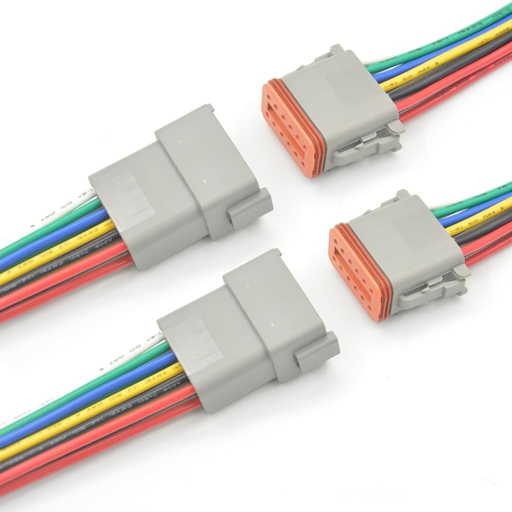 Deutsch DT 6 Pin Connector, 6 Way DT Automotive Waterproof Electrical Connector Male Female Plug Wiring Harness with 16AWG Cable Wire,for