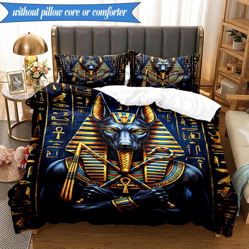 3-teiliges Bettwäsche-Set mit Pharaonen-Motiv, inklusive 1 Bettbezug und 2 Kissenbezügen. Perfekt für Schlafzimmer, Wohnheim, Weihnachtsgeschenk für Fans