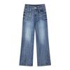 Retro Spice Girl Micro-pull Jeans Women's Spring and Autumn New Straight Loose High Waist Skinny Wide Leg Floor Pants