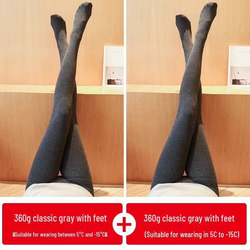 Fleece-Lined Base Layer Pants for Petite Women: Thick, Warm, Cotton, Foot-Covering Tights for Autumn and Winter, Stay in Place Comfort