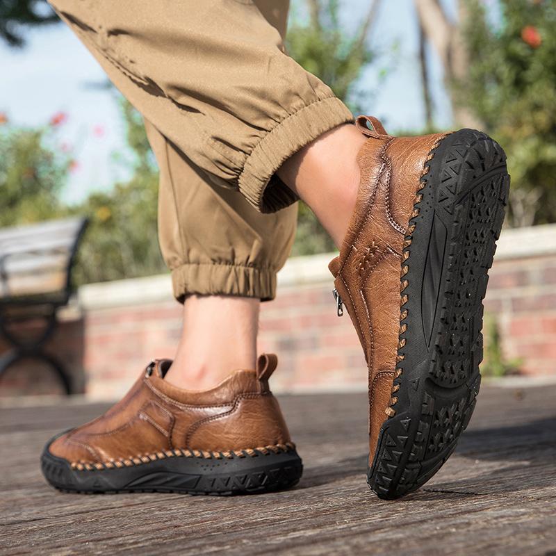 39-48 Men's Leather Casual Shoes Handmade Soft Working Boots Leather Ankle Boots Large Size Driving Moccasins Boots