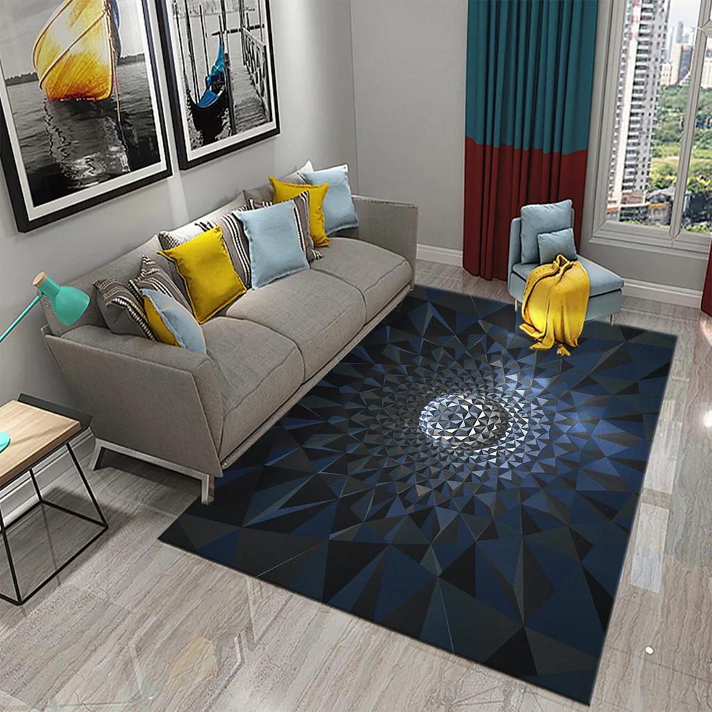3D Vortex Illusion Teppich Eingangstür Bodenmatte Abstrakte geometrische optische Fußmatte rutschfeste Bodenmatte Wohnzimmer Dekor Teppich