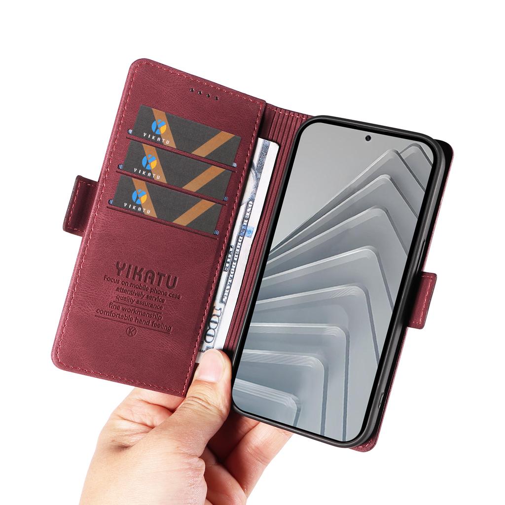 For Xiaomi Redmi Note 14 4G (164.84mm) Leather Case YIKATU YK-005 Skin-Touch Feeling Wallet Phone Cover