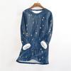 Women's Fashionable Printed Round Neck Long Sleeved Plush Warm Pullover Top