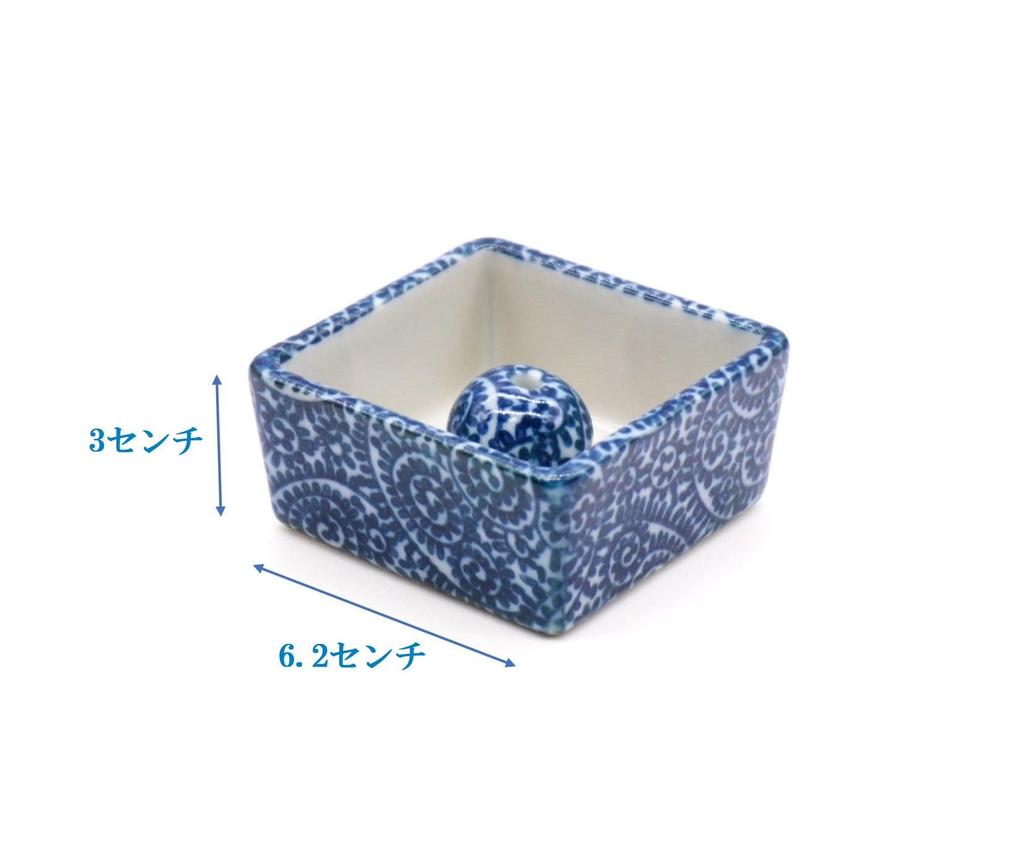 Square incense burnerincense holder with an octopus arabesque pattern, Mino ware, made in Japan, ceramic