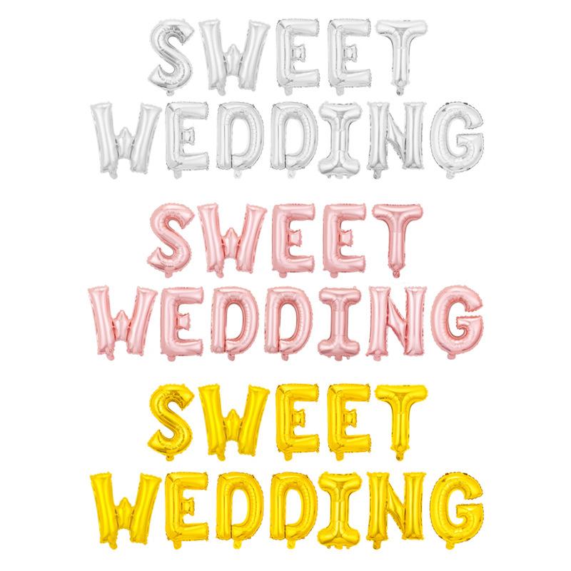 16 Inch Happy Wedding Alphabet Balloon Gold Silver Rose Gold Wedding Arrangement Decorative Balloon Set