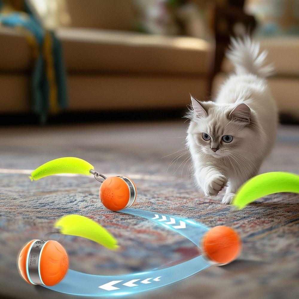 Bite Resistant Cat Interactive Ball Rotating Smart Kitten Chewing Toy for Dogs/Cats