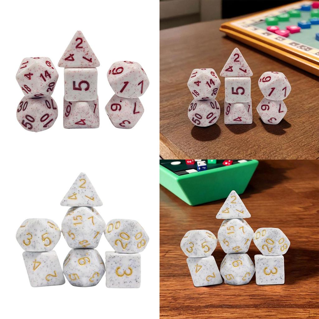 7 Pieces Multi Sided Game Dices, Dice Set Math Teaching Toys Party Favors D20 D12 D10 D8 D6 D4