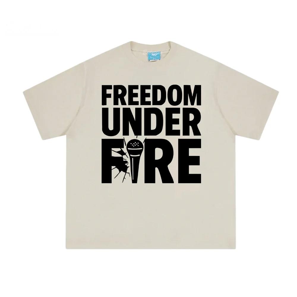 Футболка FREEDOM UNDER FIRE Американский Чарли Кирк 100% хлопок Высококачественная футболка Рукав Гранж Лето Круглый вырез Женская/Мужская футболки S разноцветный