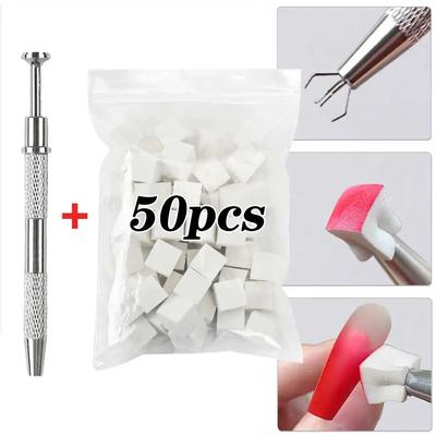 50Pcs Square Nail Art Sponges + Grab Pen Set Gradient Nail Brushes Gel Polish Design Sponge Grab Pen Manicure Supplies