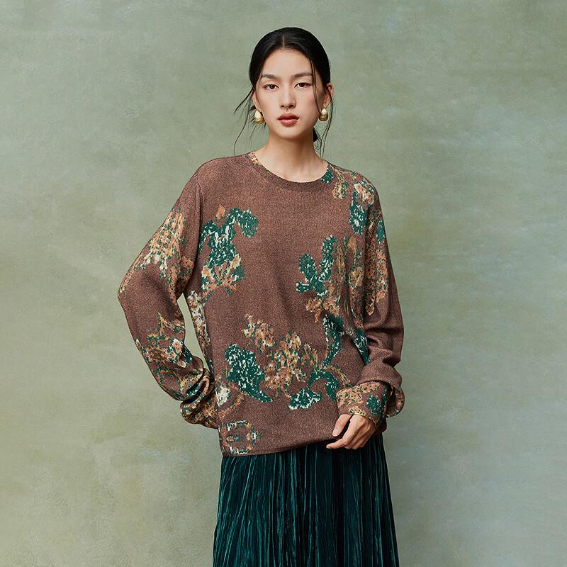 Elegant Printed Knit Pullover Sweater