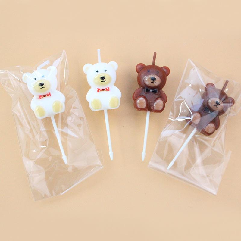 Bag Cartoon Couple Little Bear Candle INS Style Creative Candle Bow Tie Party Dressing Supplies