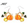 Decorative Fall Festival Earrings 1 Pair Pumpkin Acrylic Drop Earrings, 2D Harvest Dangle Fashionable Autumn Outfit Jewelry for Women, Halloween