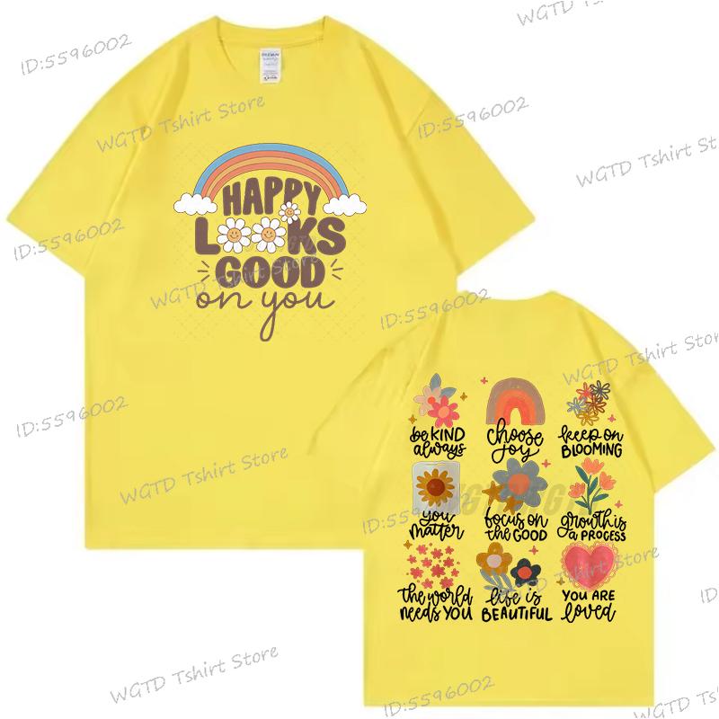 Be Kind Always Shirt Inspirational Quotes Gift for Women Happy Looks Good on You Summer Tops Tees Positive Quotes Woman T-shirts