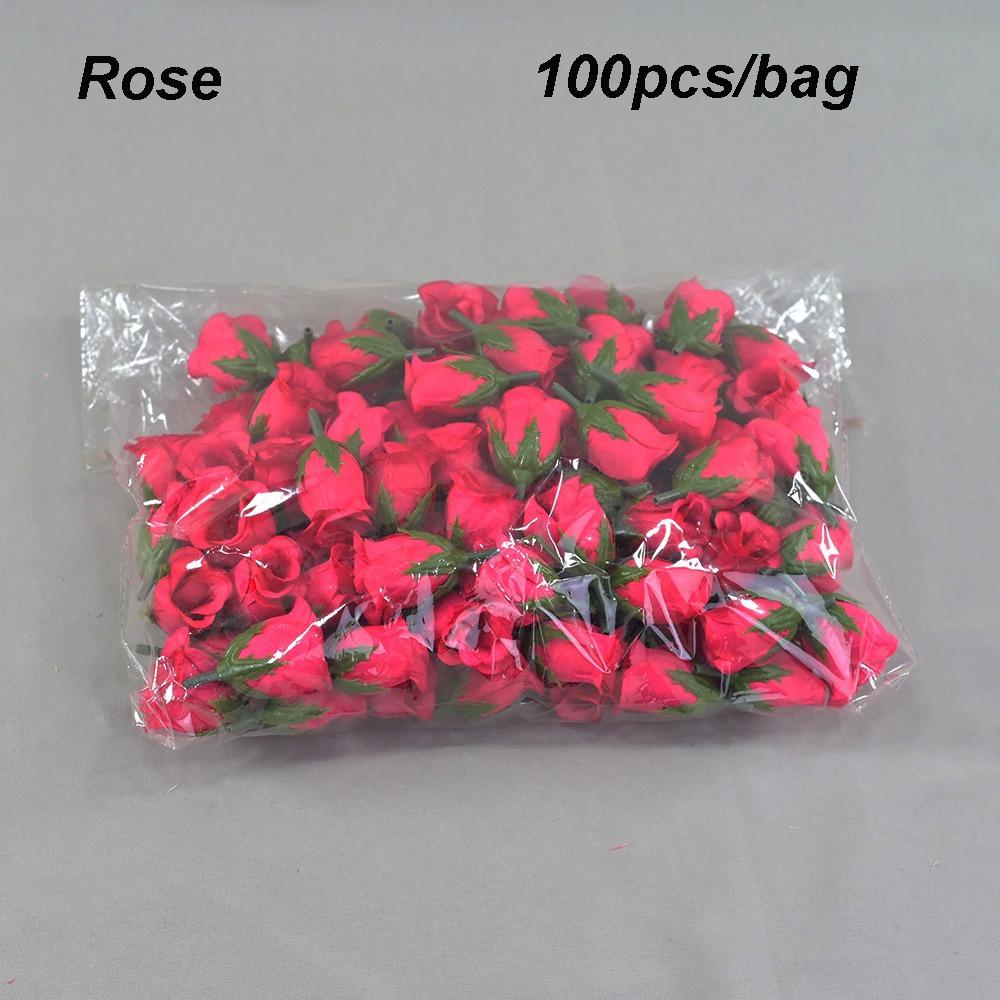 100PCS/bag 3.5*5cm Artificial Bud Flower 10 Colors Christmas Decorative Wreaths Brooch Home Decor