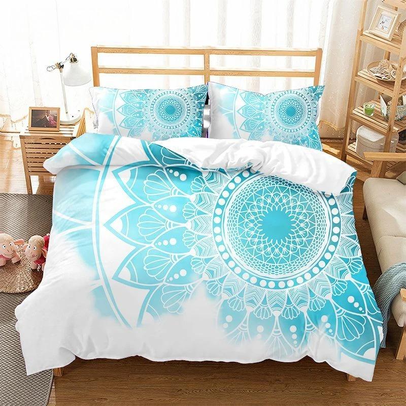 Mandala Flower Duvet Cover Set Bohemian Style Colourful Flowers Comforter Cover King Size For Boys Girls Polyester Bedding Se