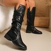 Long Tube Boots with Rivets  High Tube Western Cowboy Boots  Knight Boots