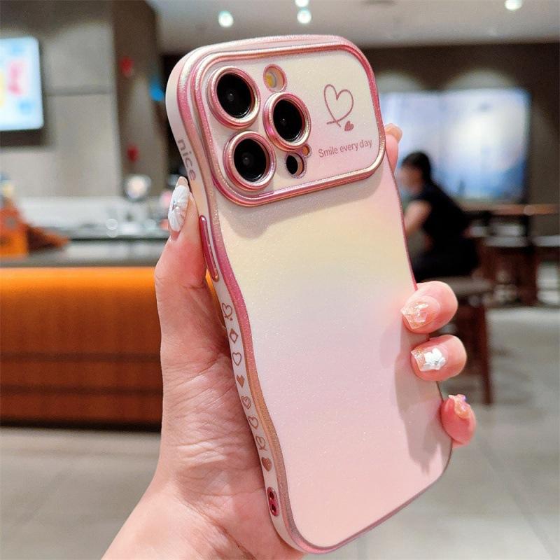 Suitable for iPhone17Promax colorful electroplating mobile phone case Apple 16Pro/15 side love wave case